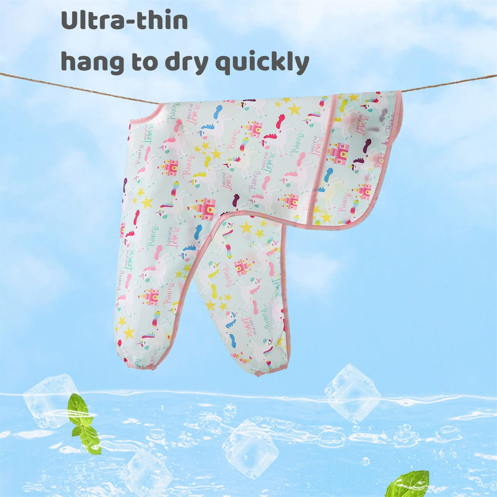 5 Pack Waterproof Long Sleeve Bibs for Babies & Toddlers 6-30M