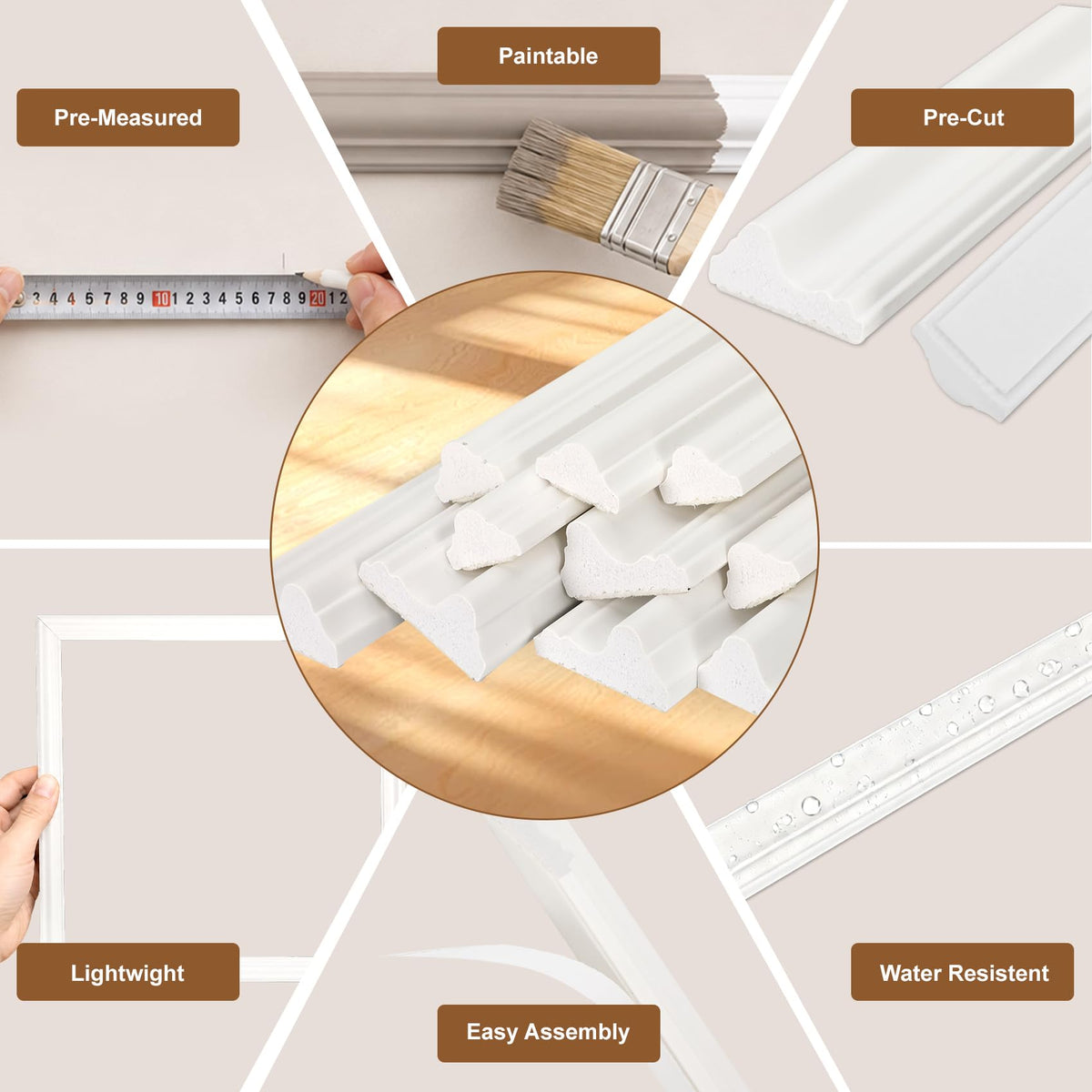 3 Set Peel and Stick Wall Molding Kit, Wainscoting Panels for Interior Wall