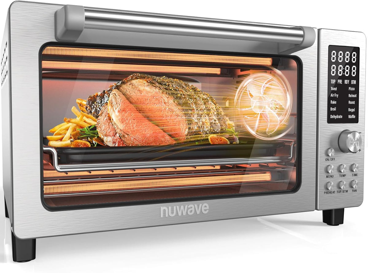 Bravo Pro Smart 21QT Toaster Oven Air Fryer Combo, Convection Oven Countertop, 10 functions all in 1, with even & quick crisp technology, 50-450°F, 1800W, Stainless Steel