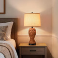 24.4" Boho Woven Seagrass Table Lamp | Rustic Farmhouse, Rattan Bedside Nightstand Lamp, Retro Wicker
