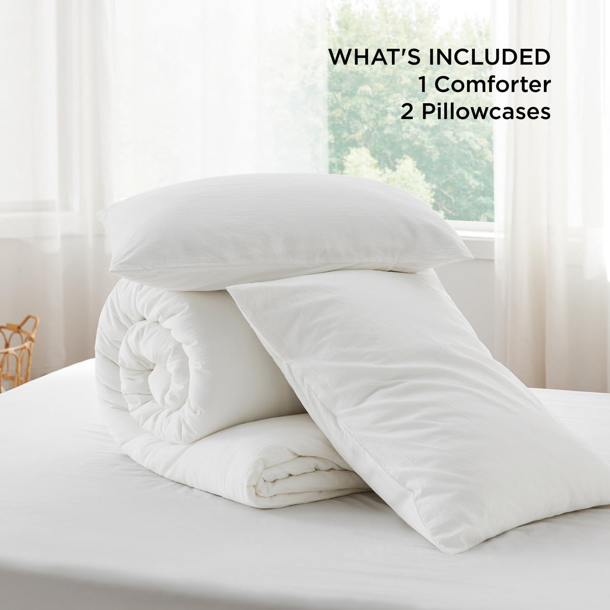 PureWoven Cotton Comforter Set Prewashed, White