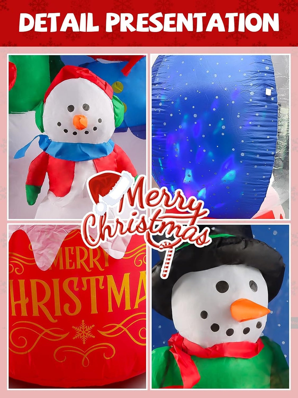 6FT Christmas Inflatable Snow Globe Yard Decorations Snowmen Family