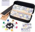 Mexican Train Dominoes Set 4 Wooden Racks Double 12 Game 91 Dot Tiles