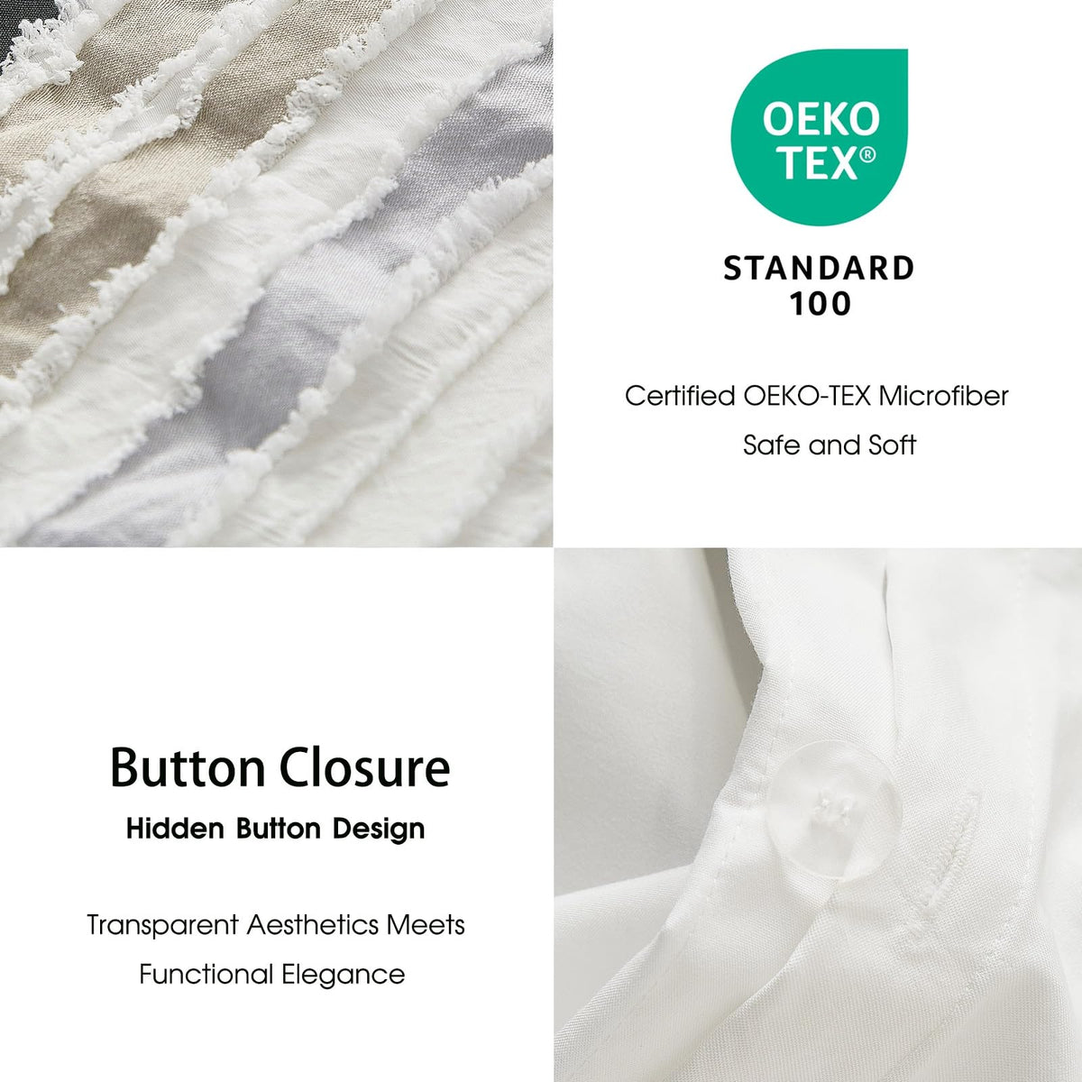 Tufted Stripe Ombre Duvet Cover with 2 Pillow Shams, No Comforter