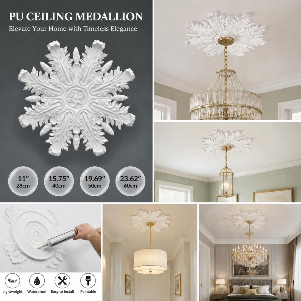 Petal Pinecone Shaped Ceiling Medallion(19.7"OD x 3.74" ID x 1" P Fits Chandelier 16-24") Ceiling Medallions for