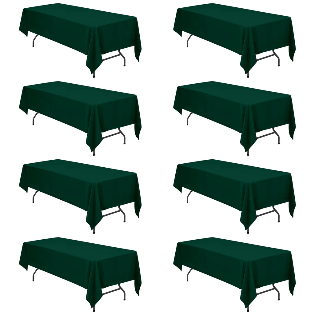 8 Pack Hunter Green Tablecloth 60x126 Inch for 8ft Rectangle Table