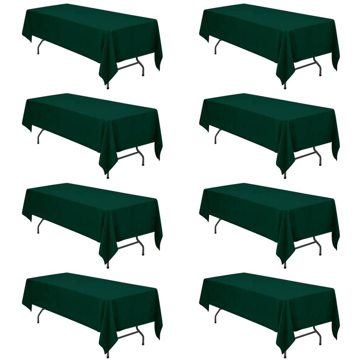 8 Pack Hunter Green Tablecloth 60x126 Inch for 8ft Rectangle Table