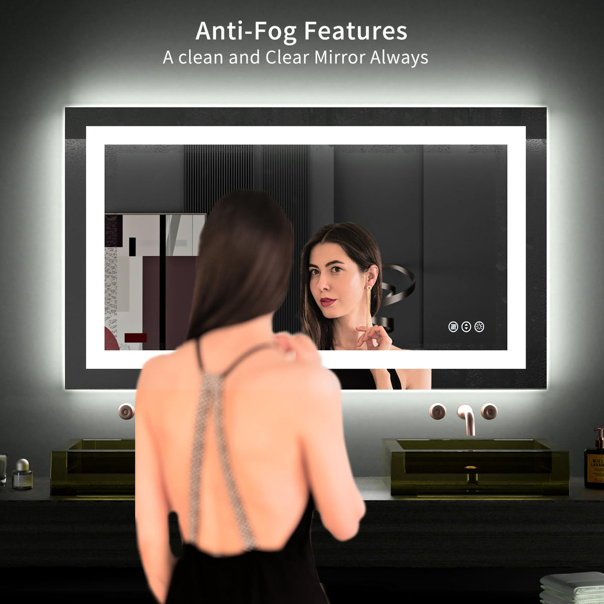 40"X24" LED Bathroom Mirror with Lights, UL Listed