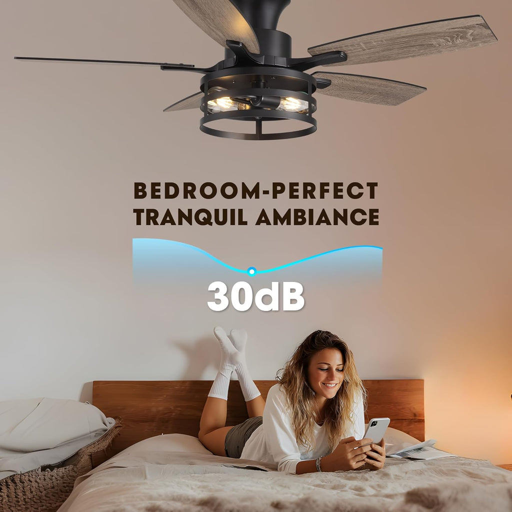 42" Flush Mount Ceiling Fan with Light & Remote