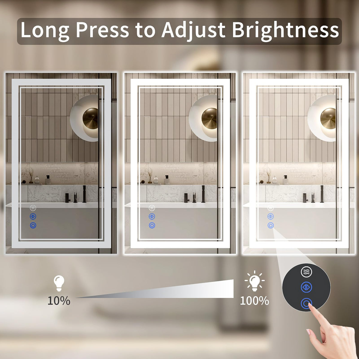 24"x32" LED Bathroom Mirror with Lights, Anti-Fog, Backlit + Front Lit, Dimmable, Led Vanity Mirror for Wall, Lighted