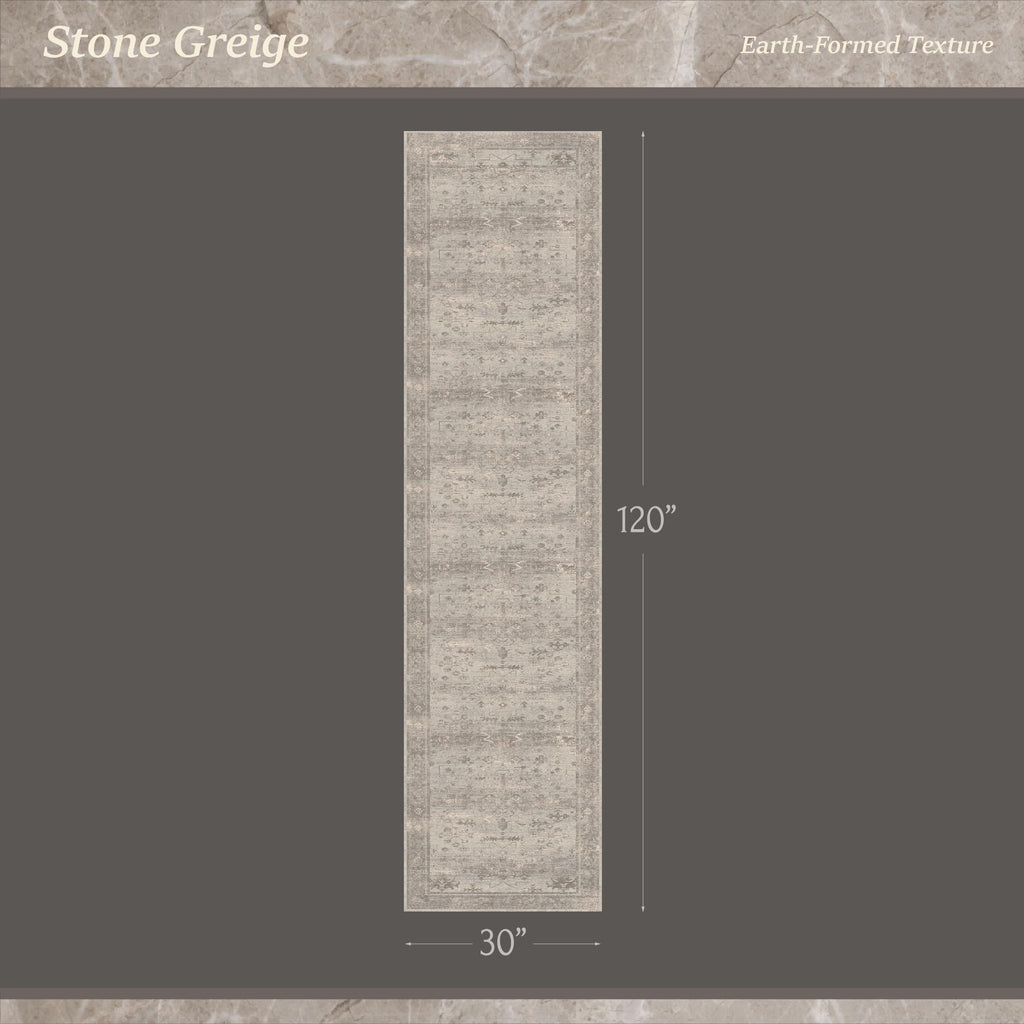 Greige Washable Long Hallway Runner Rug with Non Slip Backing, Kitchen Runner, Low Pile Area Rug, Laundry