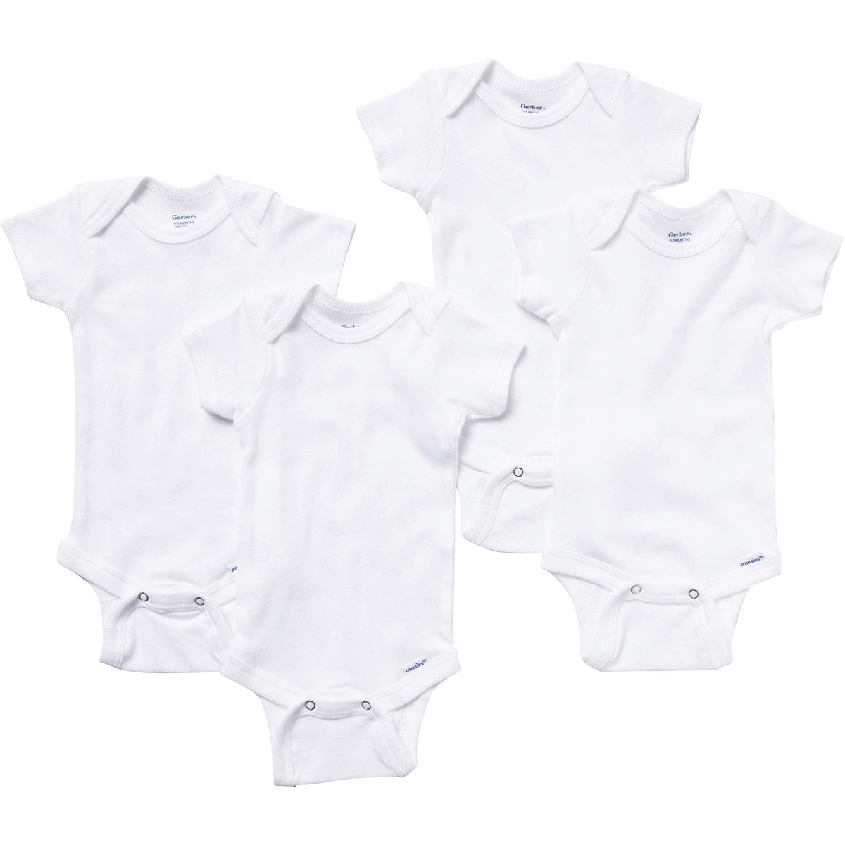 Baby Boys' Pack Bodysuits, White Short & Long Sleeve