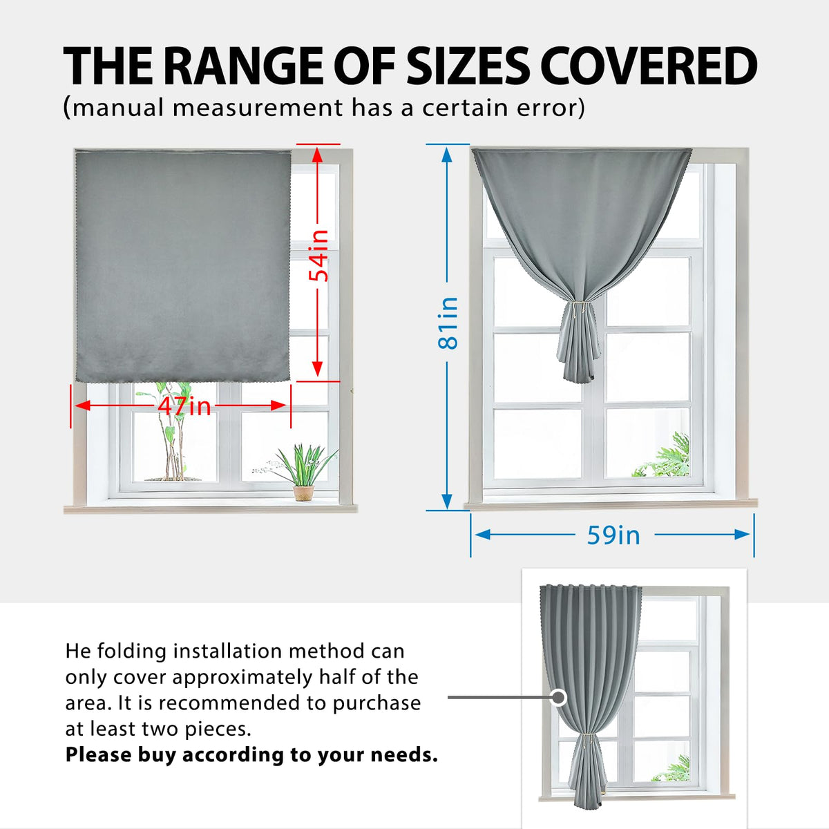 Magic Tape Stick on Portable Curtains for Windows, Bedroom Blackout Curtains for - Thermal Lnsulated No Drill Curtains