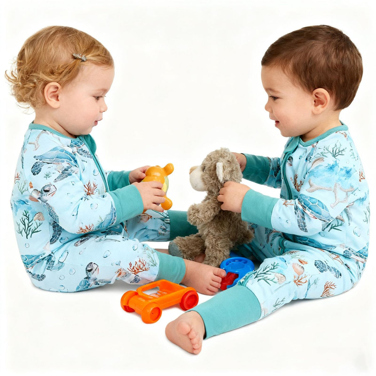 Baby Viscose of Bamboo Convertible Footie Pajamas Sea World