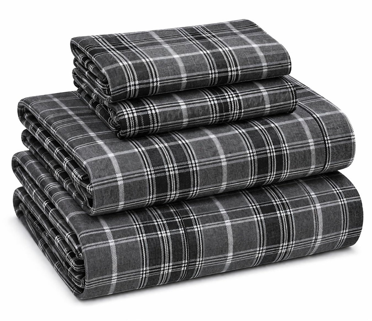 4 Piece 100% Cotton Flannel Sheets Bed Set - Warm & Extra Soft - Deep Pockets, Breathable, All Seasons