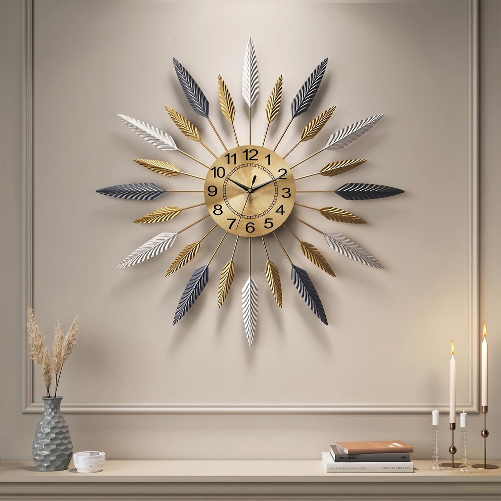 Inspired Nelson Style 30 Inch Large Wall Clock Gold Mid Century Modern Sunburst Wall Clock