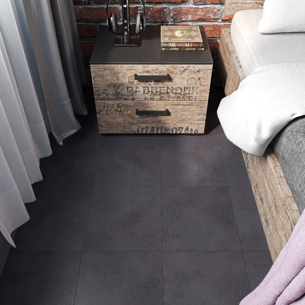 15 Pcs Charcoal Grey Peel and Stick Floor Tile Bathroom Vinyl Flooring Waterproof 12x12 Inch Grey Slate Tile Flooring