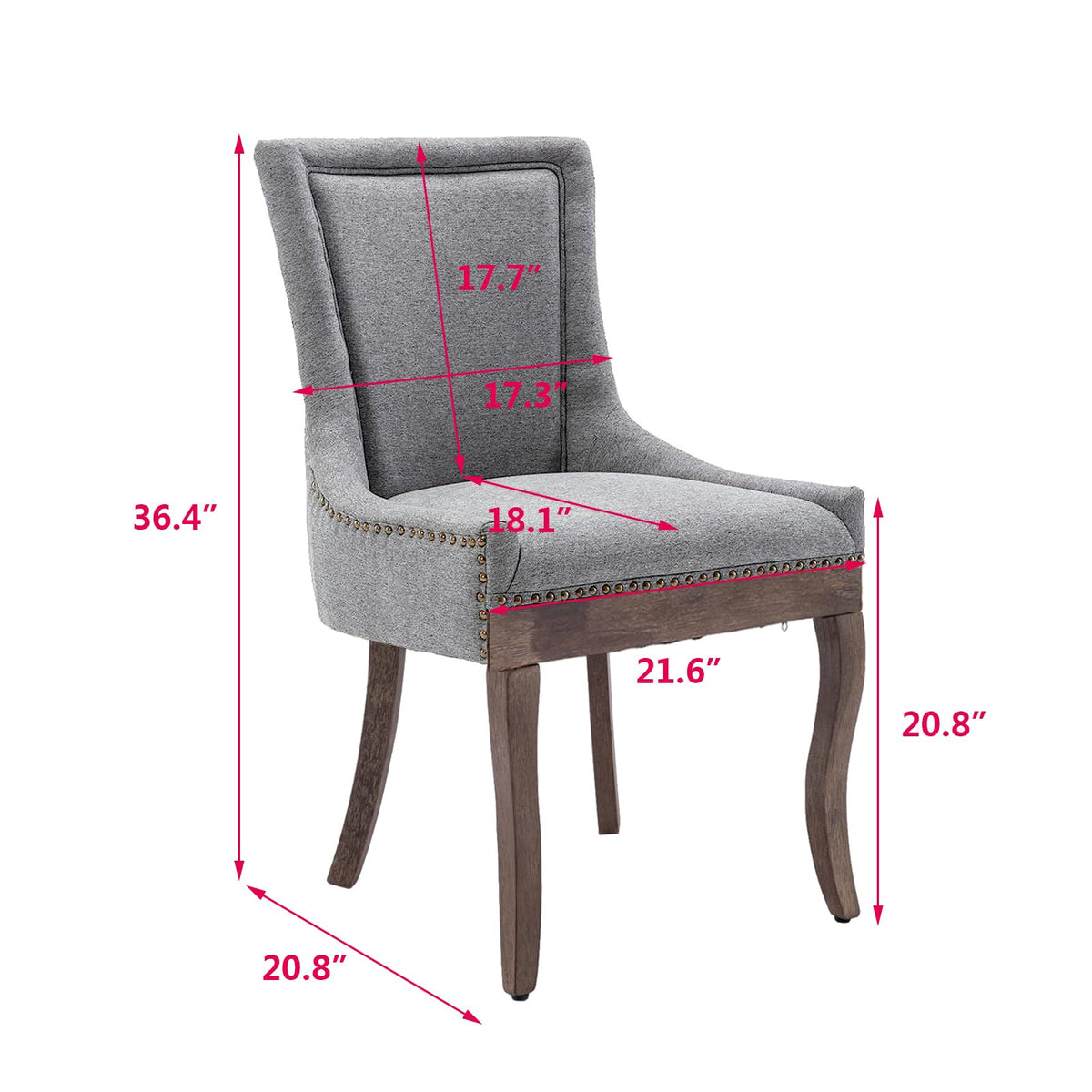 Fabric Vintage Upholstered Side Chairs Set of 2, Sillas De Comedor, Farmhouse Solid Wood Kitchen Dining Room Chairs