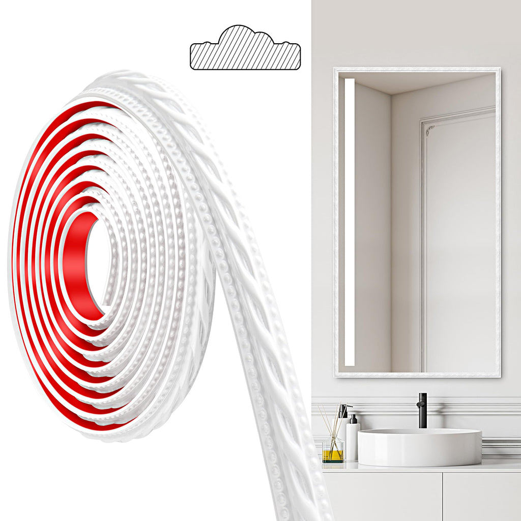 PVC Moldings Trim, 300cm×2cm, Peel and Stick Self-Adhesive, Coving for Ceilings, Wall Moldings for Wall Edge, Mirror