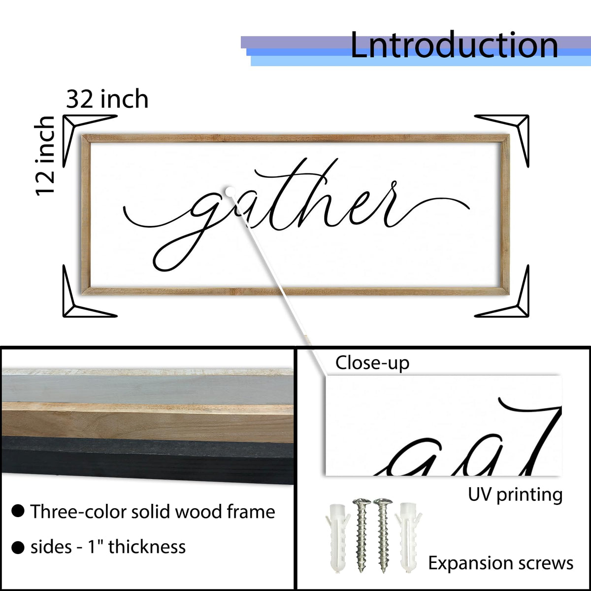 Gather Sign Wall Decor, Wood, 32"×12"