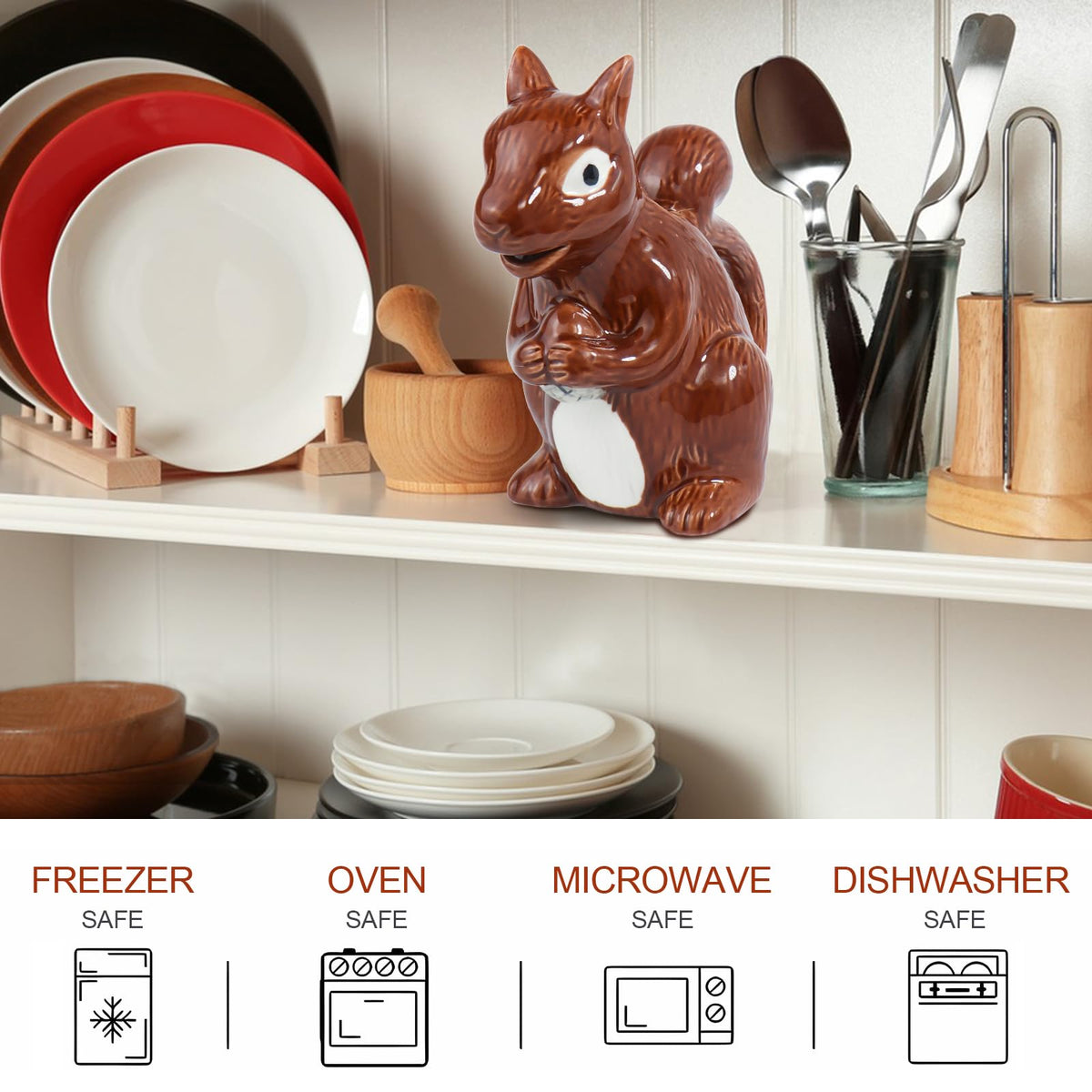 Squirrel Gravy Boat, 6 Oz Ceramic Sauce Boat for Gravy, Warming Sauces, Salad Dressings, Milk, Novelty Gift for