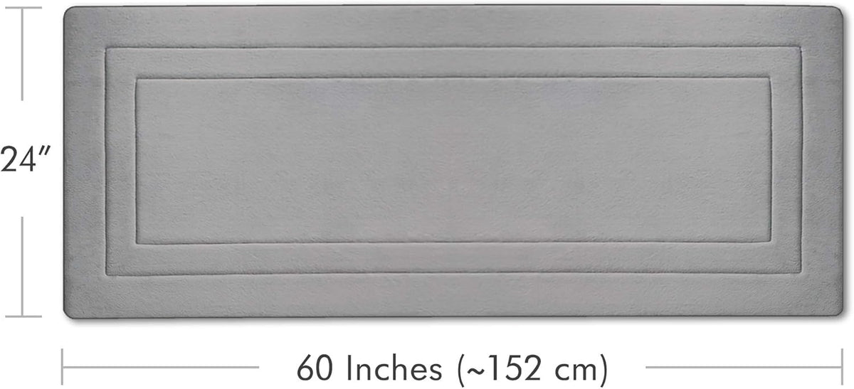 Ultima Comfort Memory Foam Runner Rug - 24" x 60", Non-Slip Kitchen Runner - Extra-Long Bath Mat Floor (Gray)