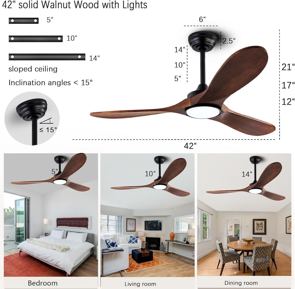 42" Ceiling Fan with Light & Remote