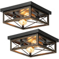 2-Light Farmhouse Industrial Flush Mount Ceiling Lights, Oil Rubbed Bronze