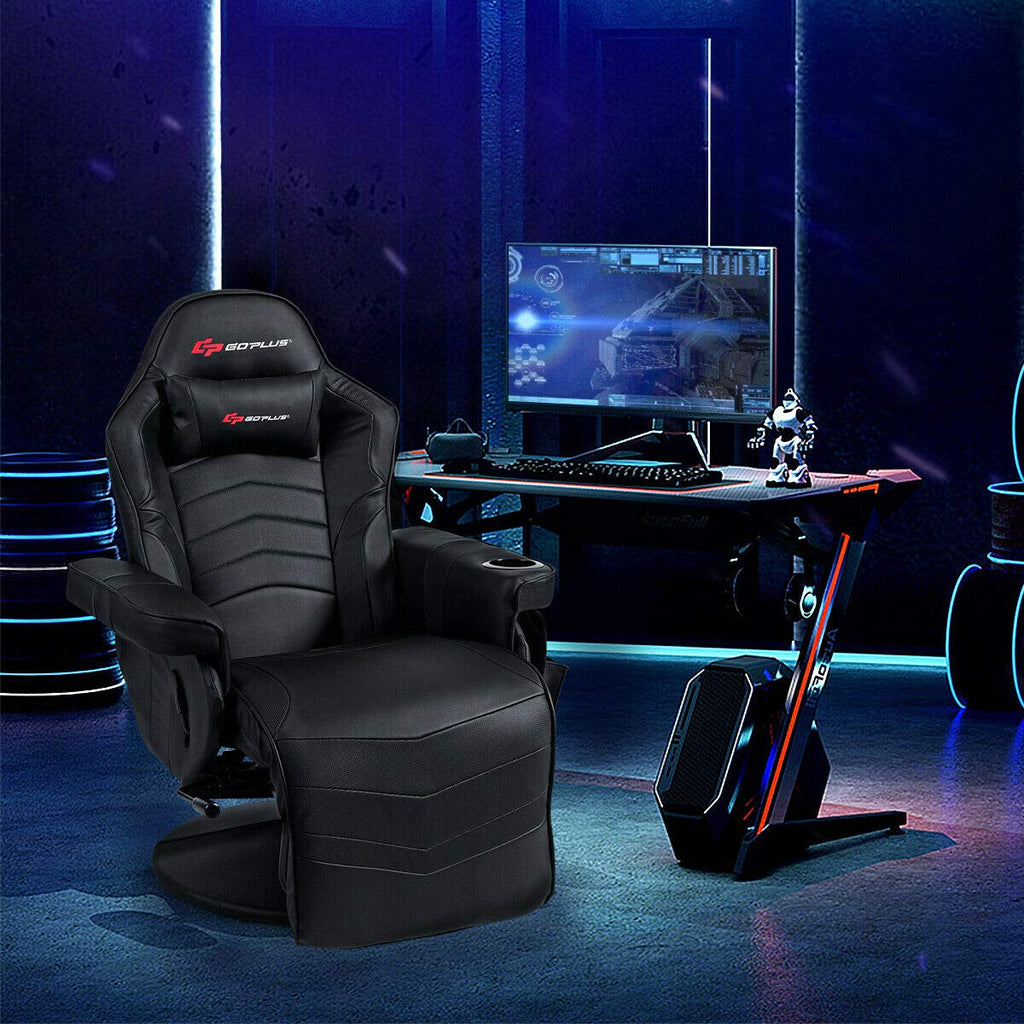 Massage Gaming Chair, Racing Style Gaming Recliner w/Adjustable Backrest and Footrest, Ergonomic High Back PU Leather