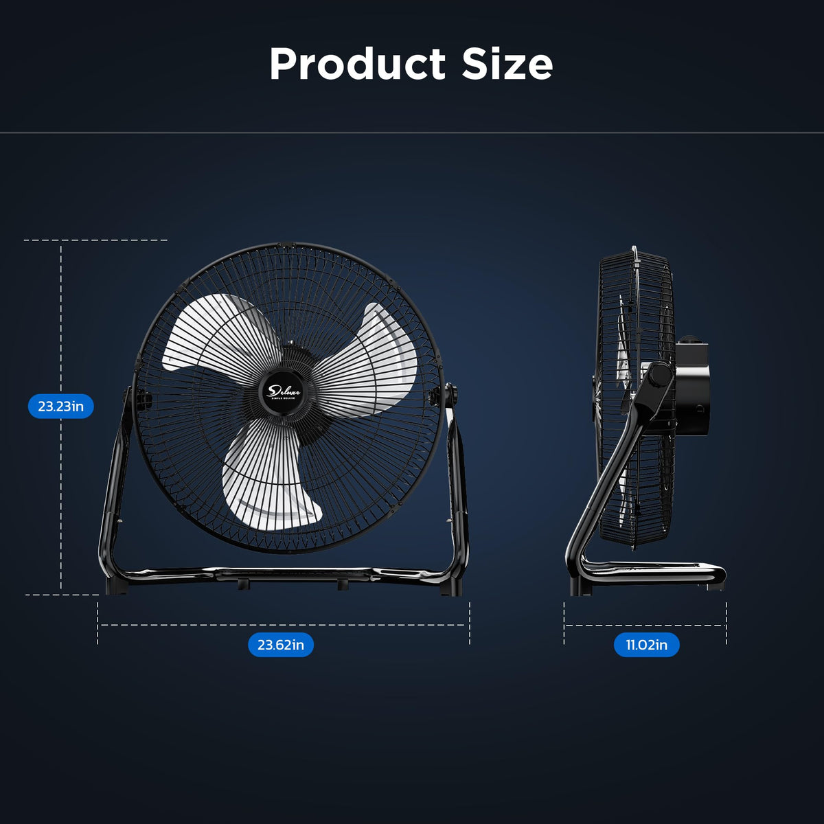20 Inch 3-Speed High Velocity Heavy Duty Metal Industrial Floor Fan for Warehouse, Workshop, Factory and Basement