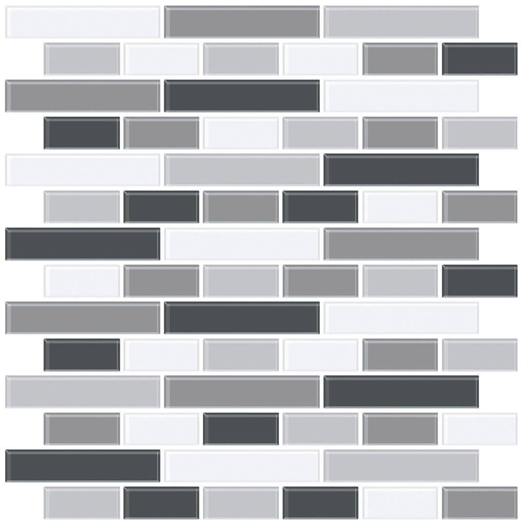NH2362 Smoked Glass Peel & Stick Backsplash Tiles, Black