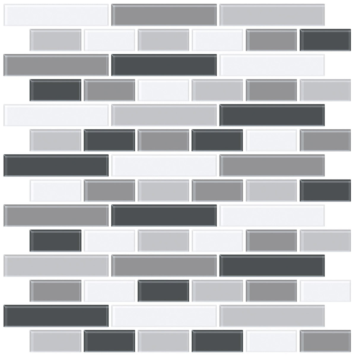 NH2362 Smoked Glass Peel & Stick Backsplash Tiles, Black