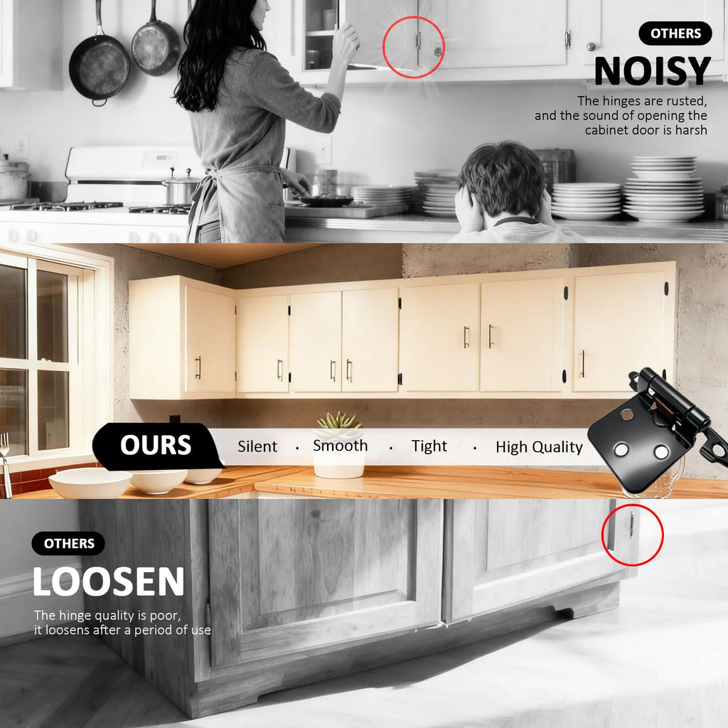 1/2" Overlay Black Cabinet Hinges 36 Pack Self Closing Cabinet Hinges