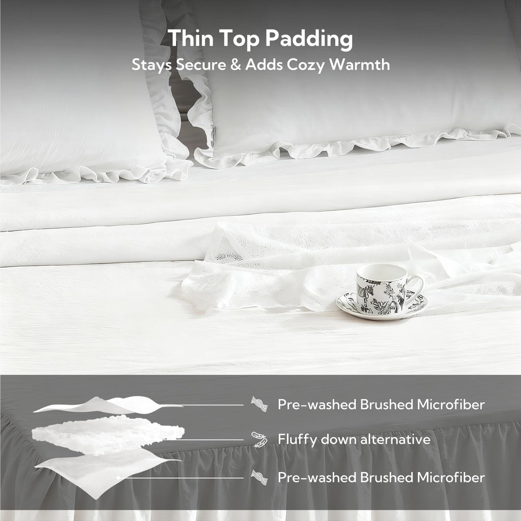 Brushed Microfiber Ruffle Skirt Bedspread Set, Shabby Chic Style