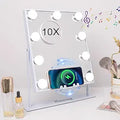 Lighted Vanity Mirror with Bluetooth Speaker and Wireless Charging Makeup Mirror with Lights 9 Dimmable Bulbs Lighted