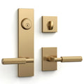 Champagne Bronze Solid Heavy-Duty Knurled Front Door Handle Set with Deadbolt, Architectural Grade Modern Entry Door