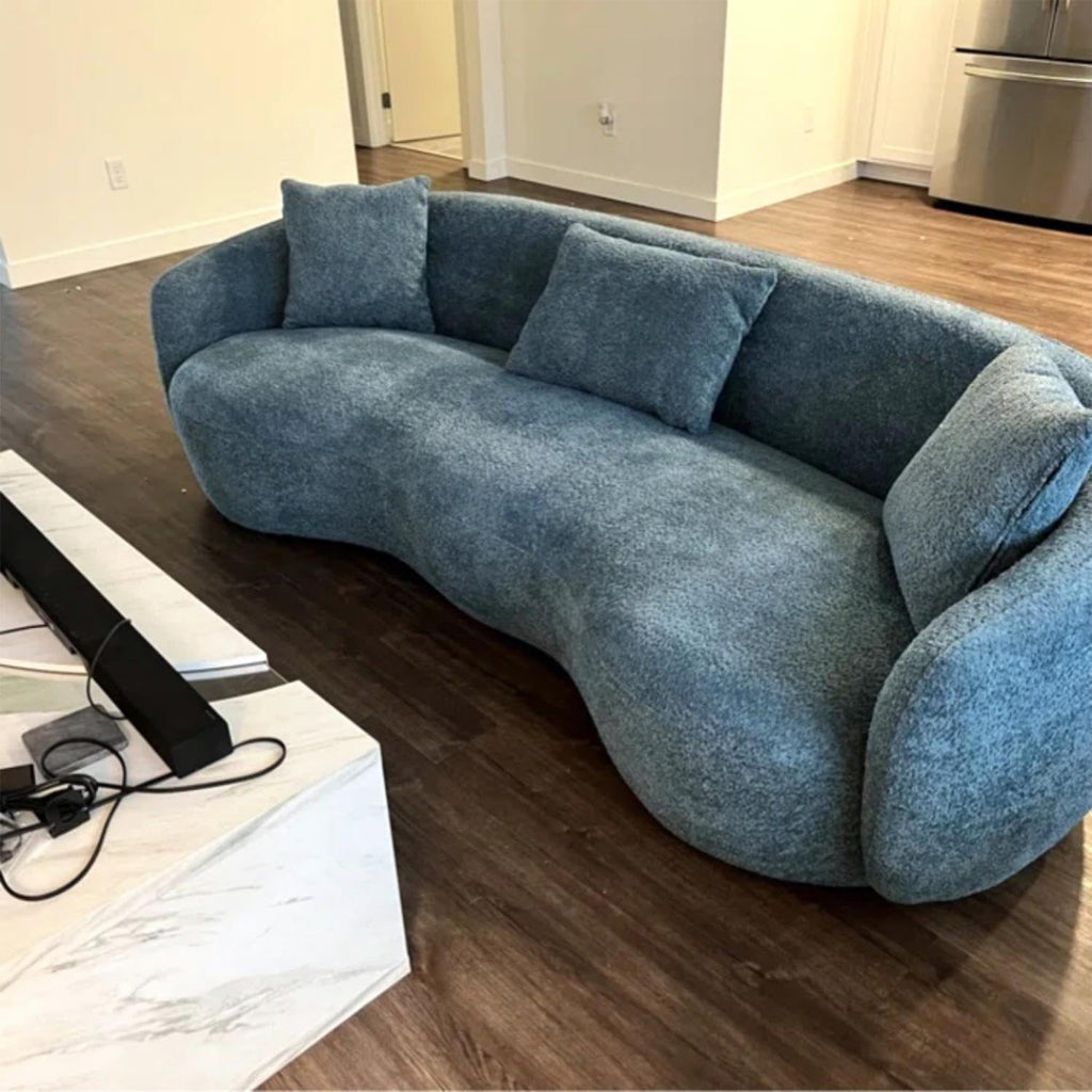 Curved Sofa Couch, 93.6" 3-Seater ModernCouch CurvedSofas Boucle Sectional SofaCouch, Comfy Cloud Upholstered