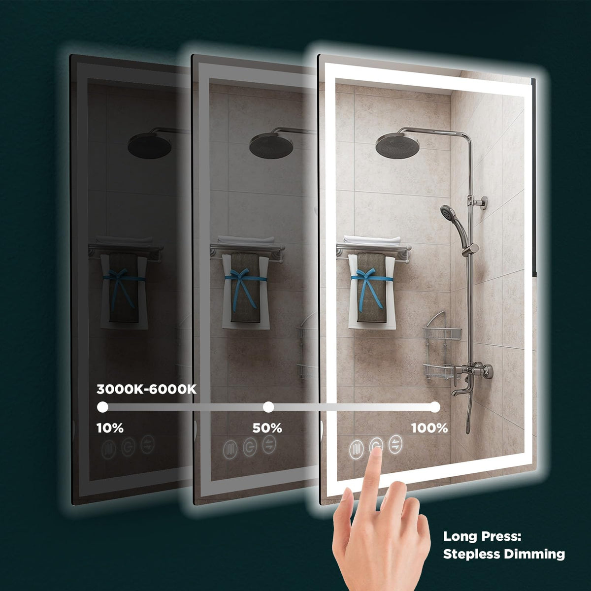 32" x 24" LED Bathroom Mirror with Lights, Memory Vanity Mirror