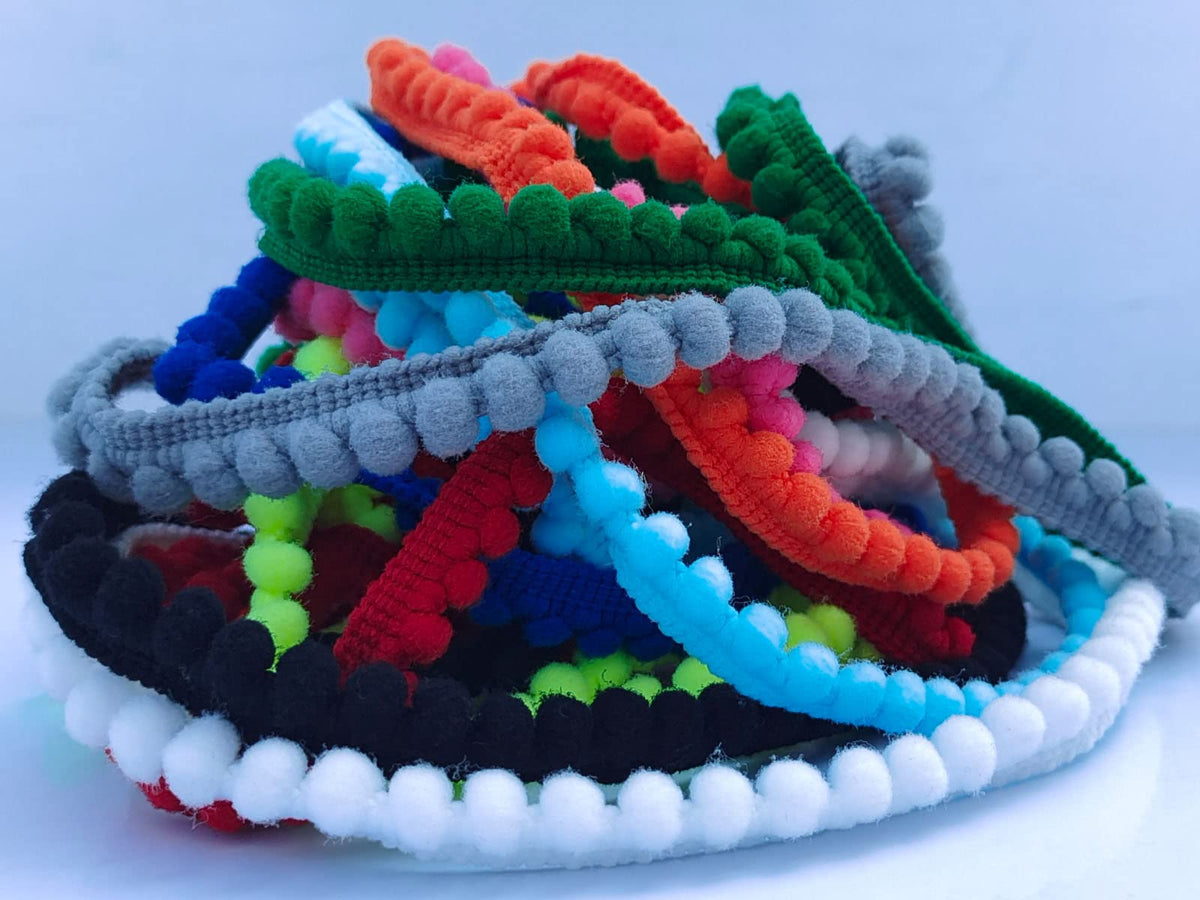 Mini Pom Pom Fringe Trim 10 Colors 5mm for Decoration DIY Crafts Sewing (3013 Mixed Color 13, 5mm,30 Yards) - 30 Yards