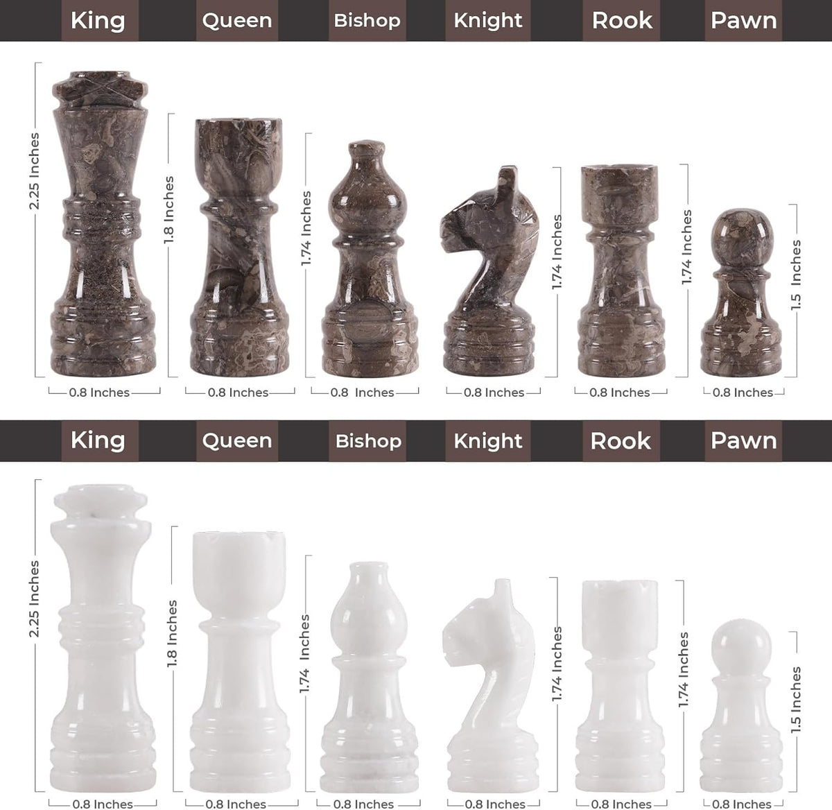 Marble Chess Set with Complementary Storage Box & Extra Queens, 12 Inch Oceanic & White Handmade Chess Board Game