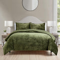 Luxury Velvet Comforter Set, 3 Pieces Reversible Comforters with 2 Pillow Shams, Brushed Solid