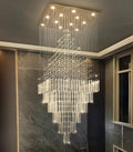 32x120-Inch Square Glam Chandelier with LED Bulbs for Grand Stairwells
