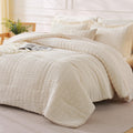 Comforter Set Seersucker 5 Pieces, All Season Bedding Set, Bed in a Bag Comforter Set with Comforter, Flat