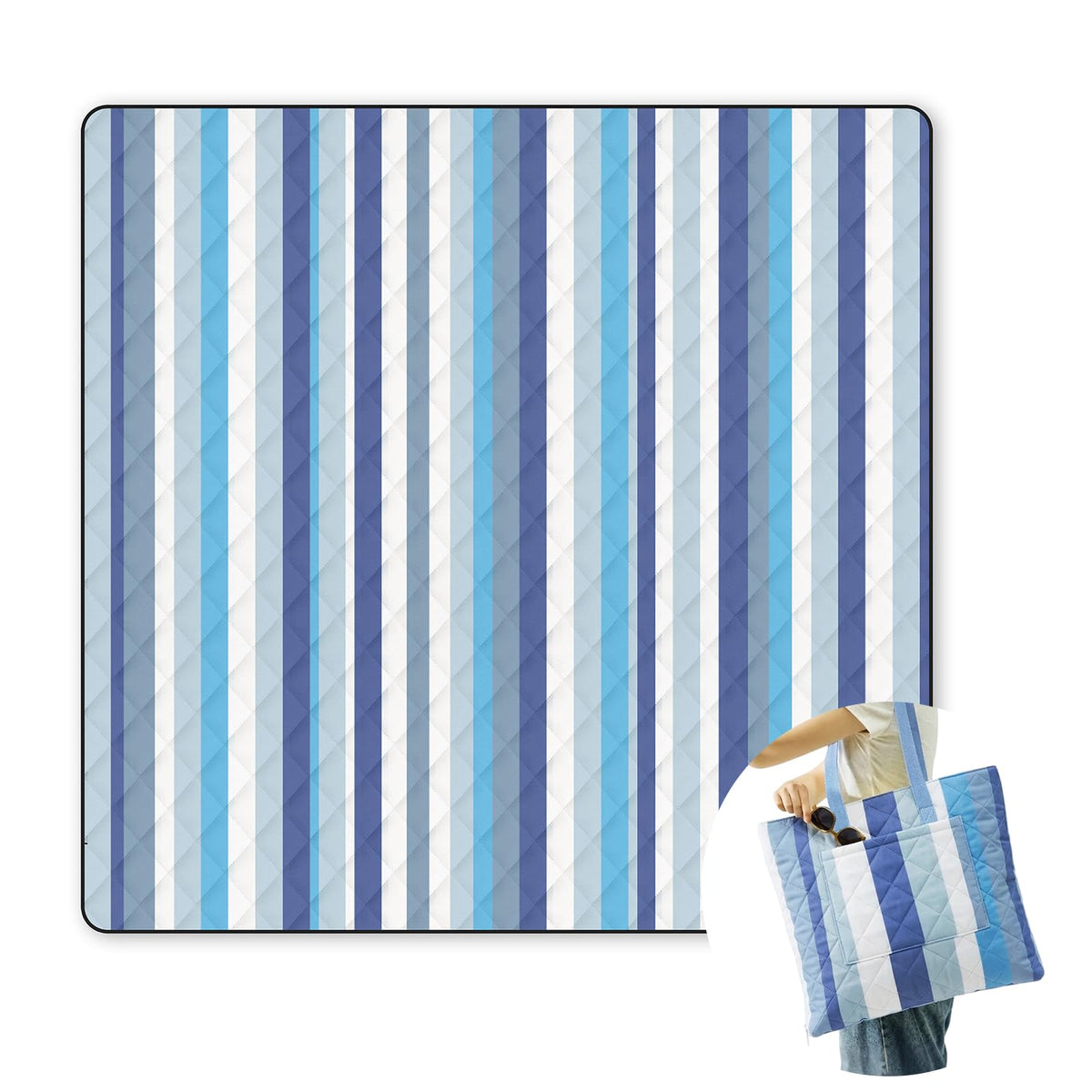 2 in 1 Tote Picnic Blanket Waterproof Outdoor Camping Beach Blanket