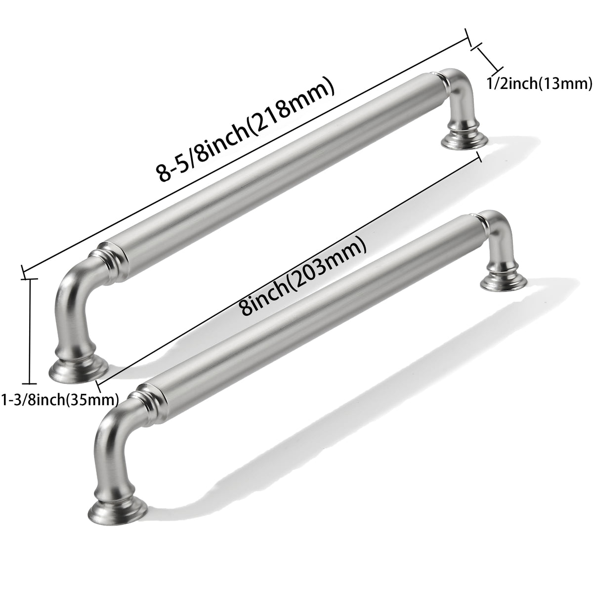 10 Pack 8 Inch Hole Center Brushed Satin Nickel Cabinet pulls Heavy-Duty Solid Cabinet Handle Hardware Suitable for