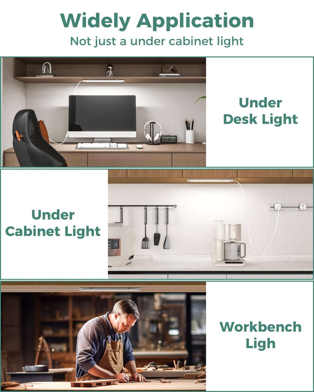 16" Under Cabinet LED Lights Plug in Workbench Light