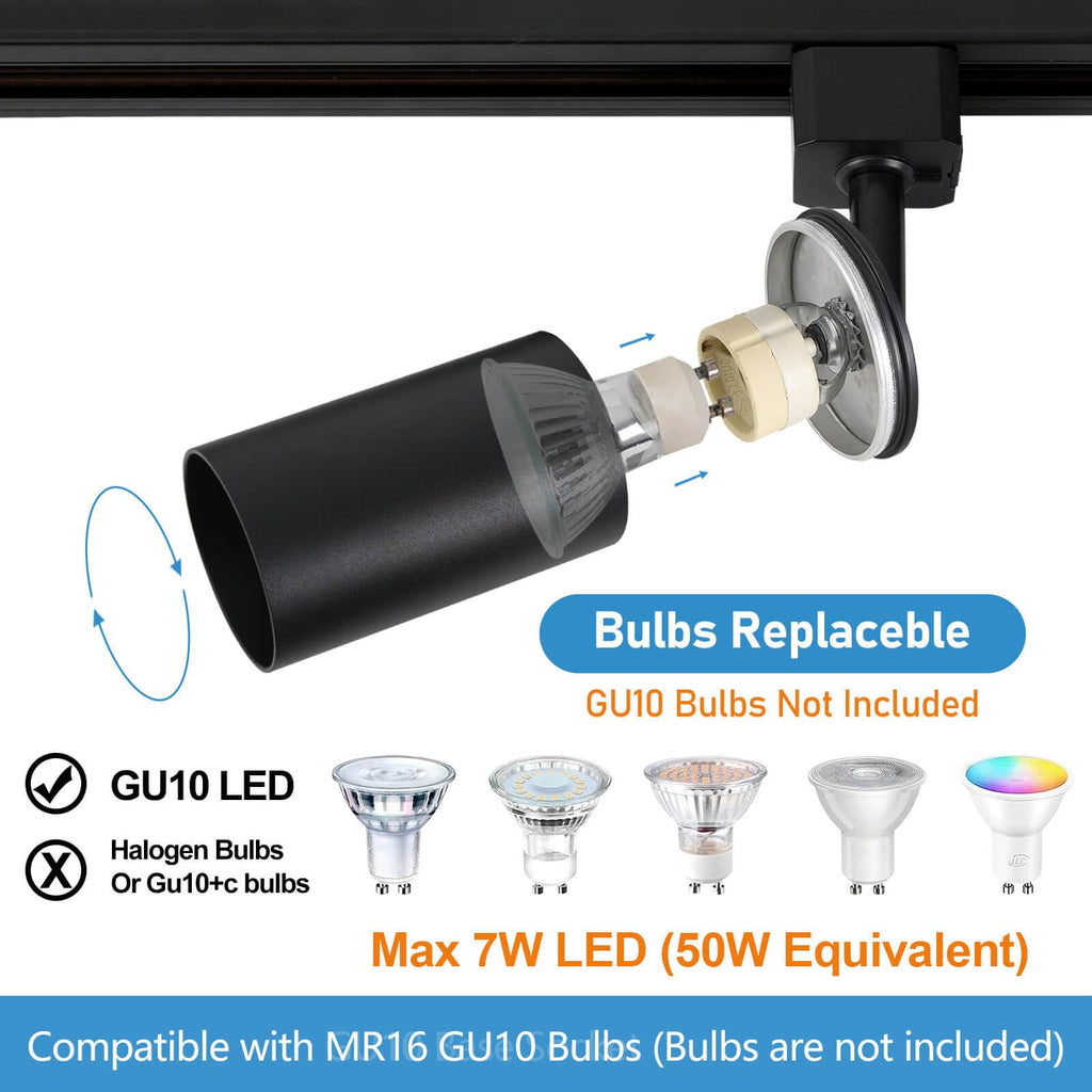 Plug in Track Lighting with Power Cord, 5-Light LED Track Lighting Kit with 39in Rail, Modern Kitchen GU10 Track