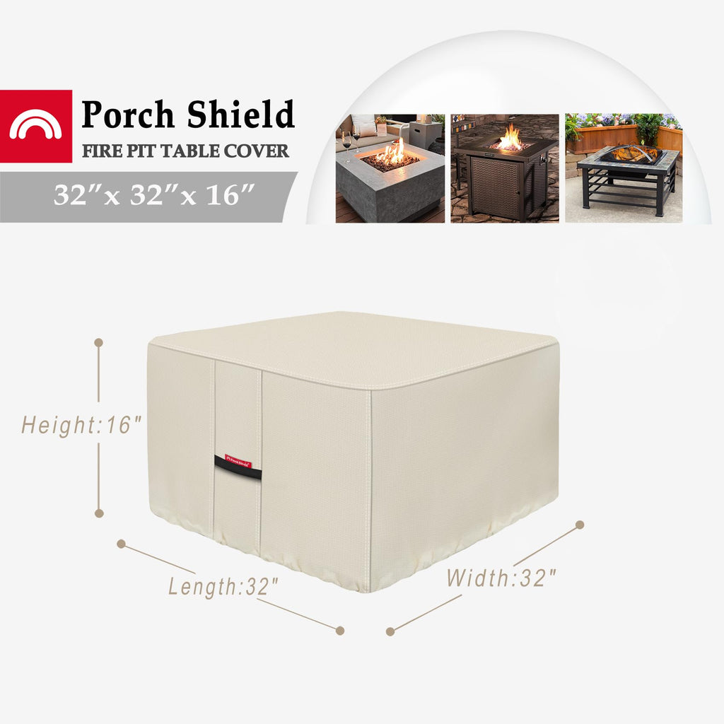 Square Patio Fire Pit Table Cover 32 x 32 inch, Beige