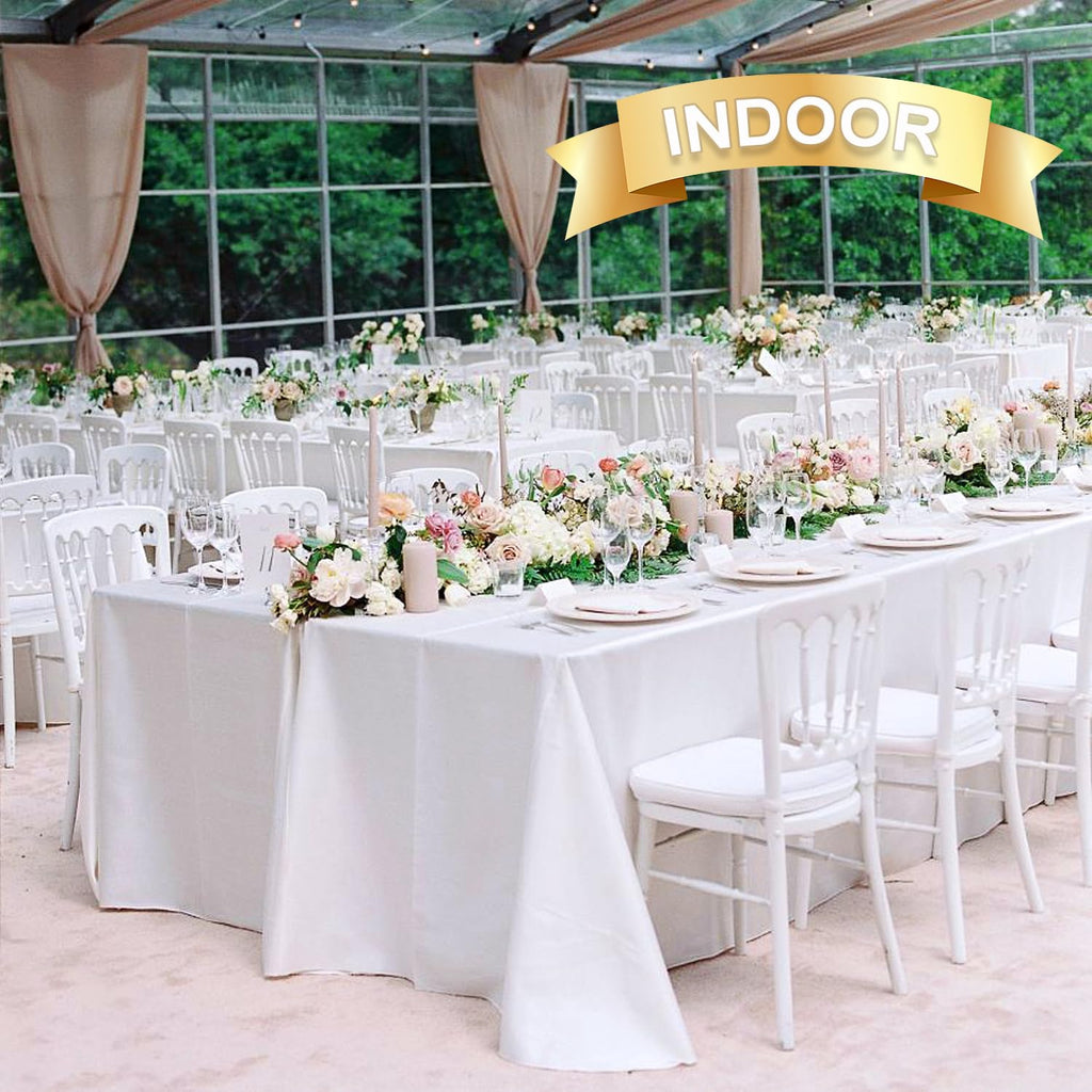 6 Pack White Table Cloth 90x132 Inch for 6 Feet Rectangle Tables