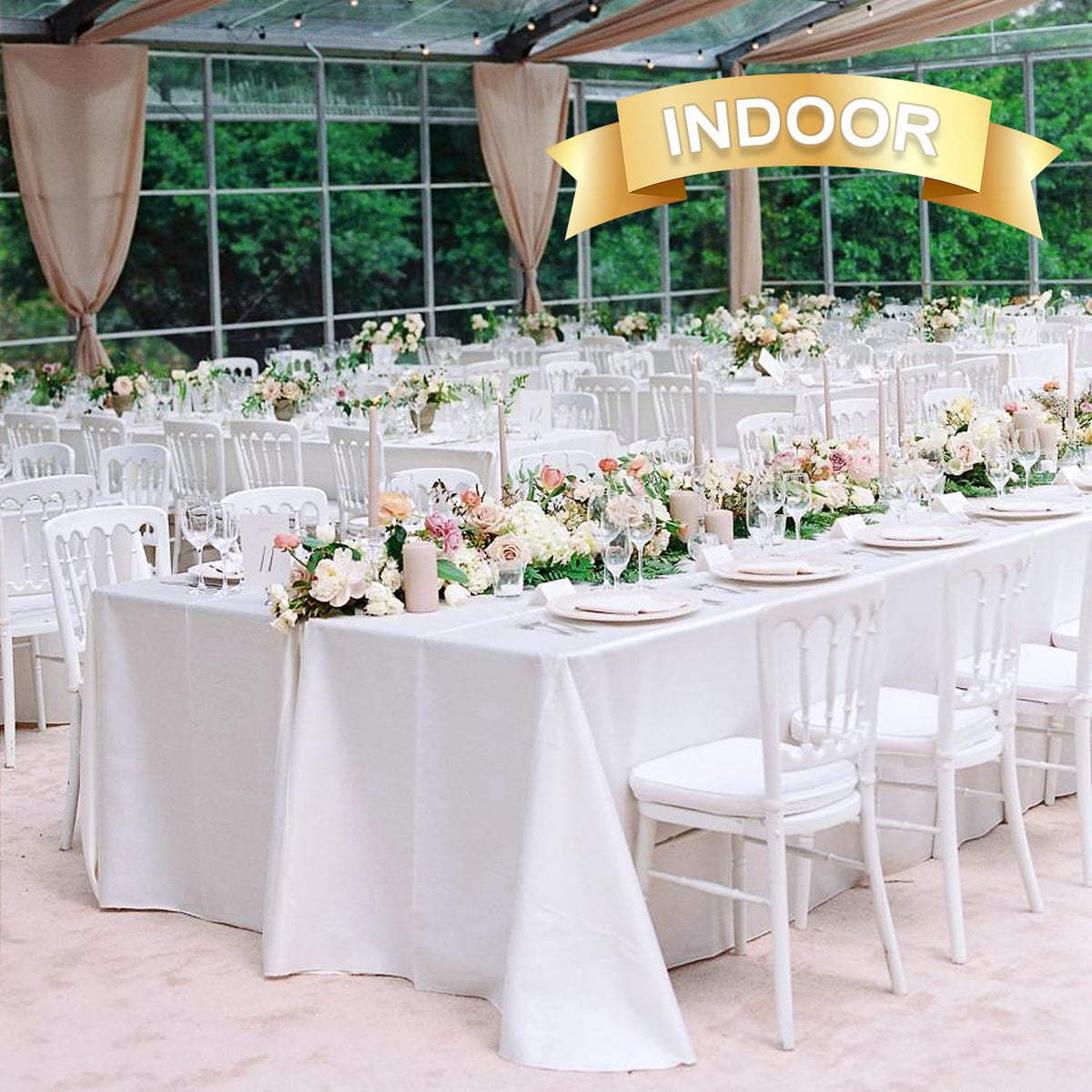 6 Pack White Table Cloth 90x132 Inch for 6 Feet Rectangle Tables
